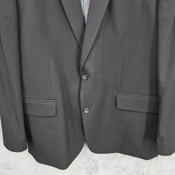 JM Haggar Suit Coat Jacket 48L Black Classic Fit Single Breast Vent Professional - Picture 6 of 12